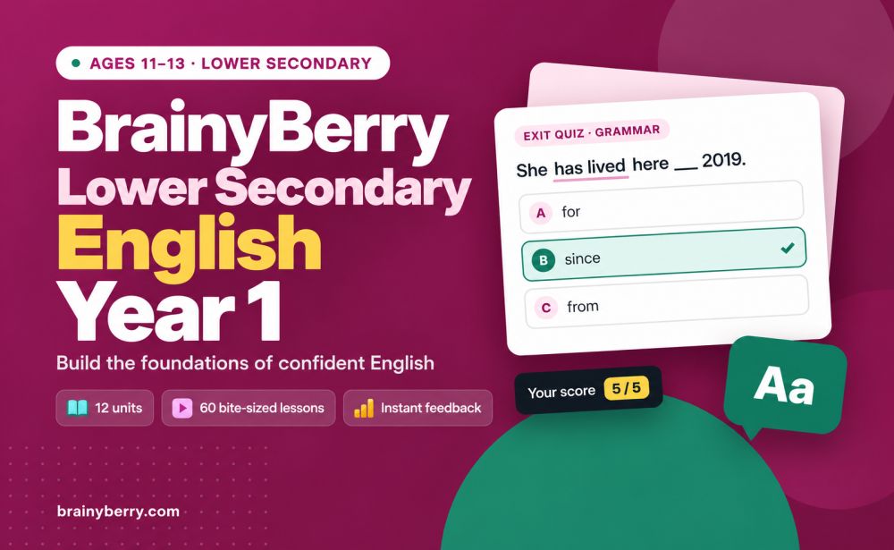 brainyberry english year 1 course banner